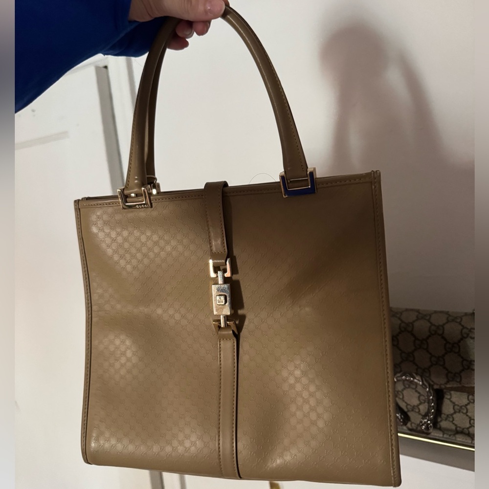 Gucci Tan Monogram Tote Bag